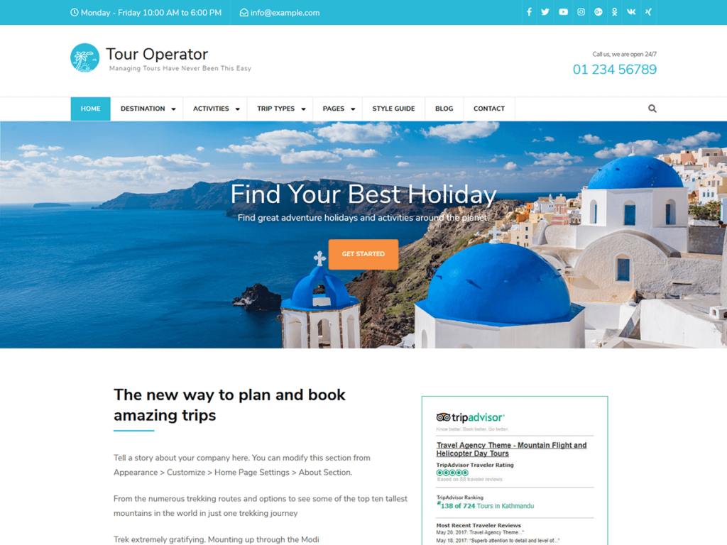Thème WordPress "Tour Operator" - Studio B&B