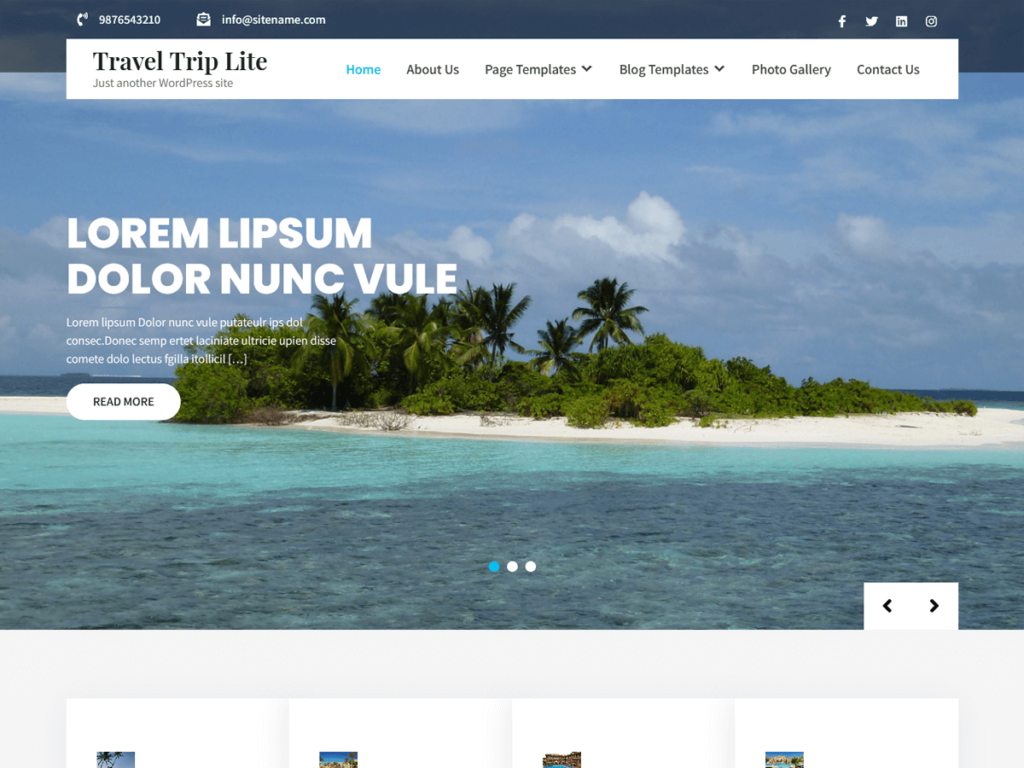 Thème WordPress "Travel Trip Lite" - Studio B&B